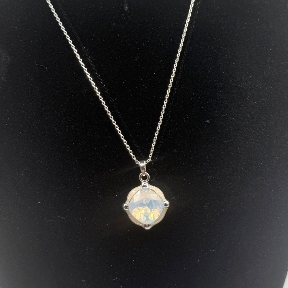 New Rainbow Glow Glass‎ Pendant Dainty Necklace Silver Chain Women